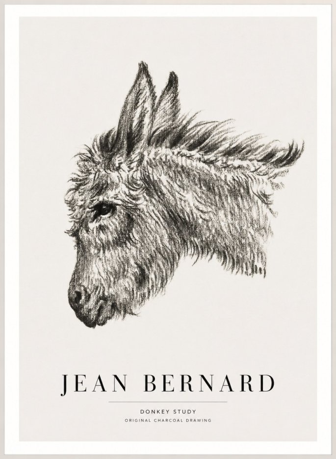 Jean Bernard Donkey Study I No3 - Plakát