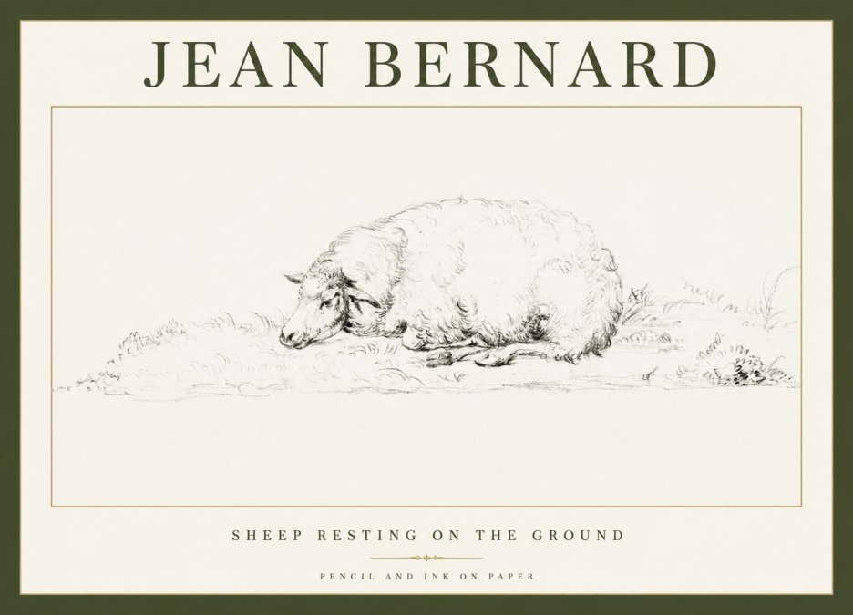 Jean Bernard Sheep Resting on the Ground No1 - Plakát