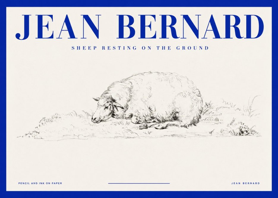 Jean Bernard Sheep Resting on the Ground No2 - Plakát