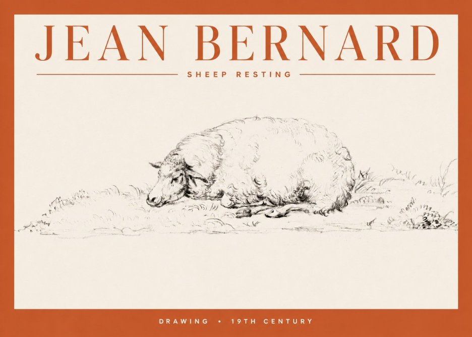 Jean Bernard Sheep Resting on the Ground No4 - Plakát