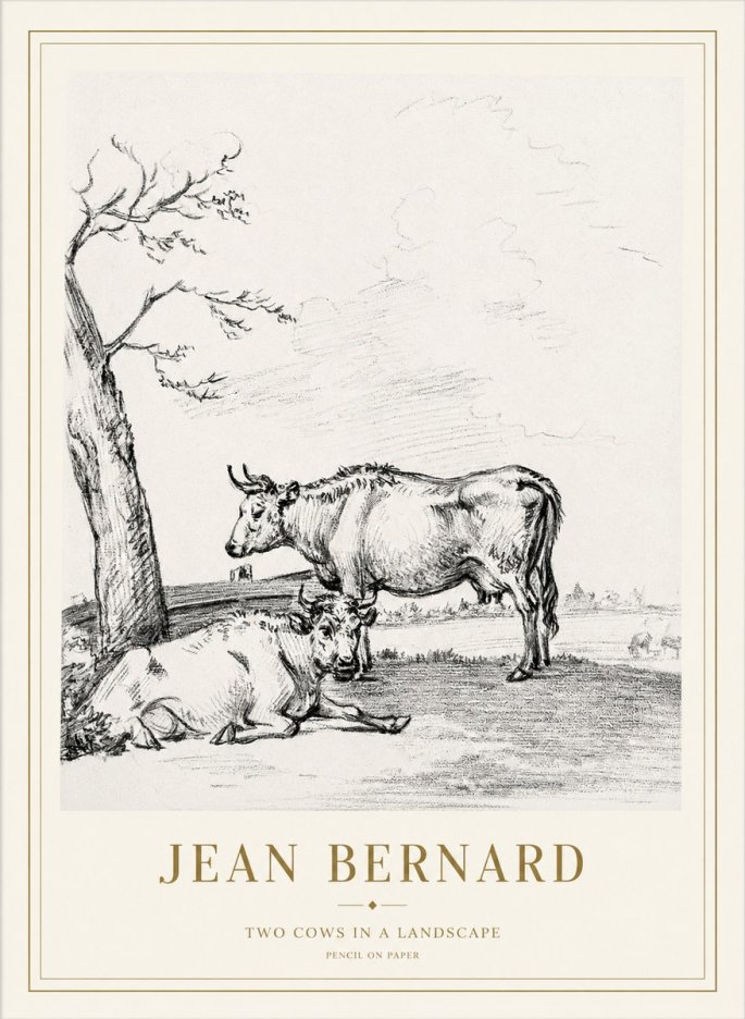 Jean Bernard Two Cows in a Landscape No1 - Plakát