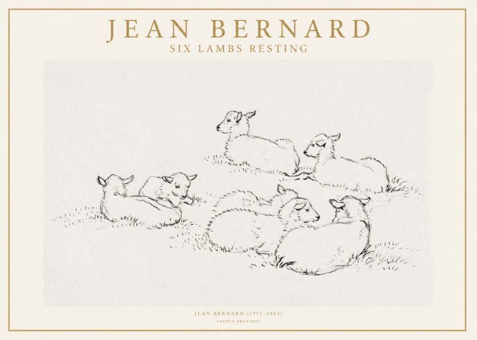 Jean Bernard Study of Lambs No2 - Plakát