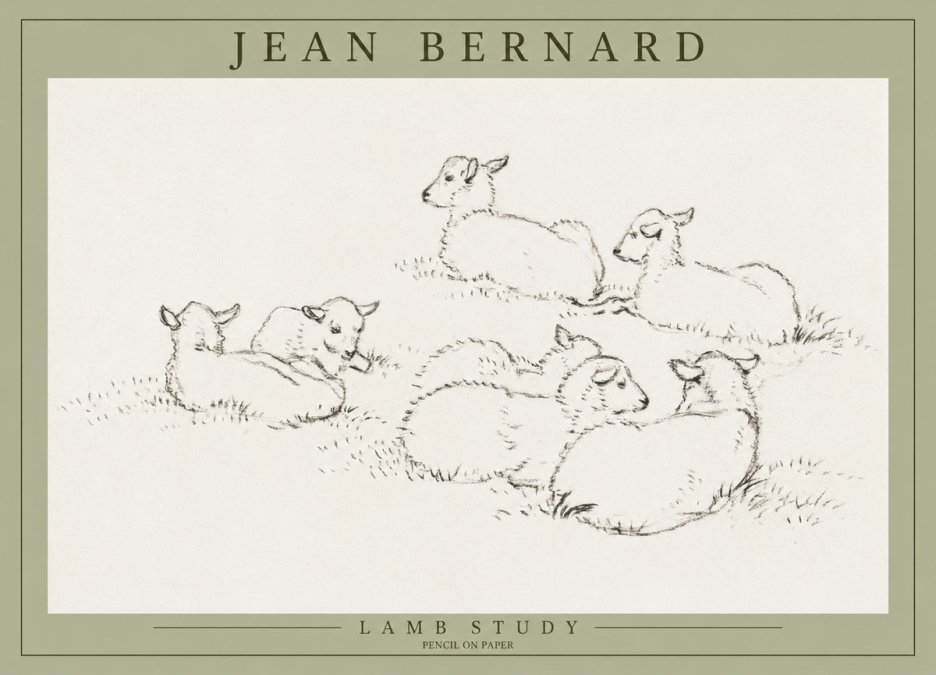 Jean Bernard Study of Lambs No3 - Plakát