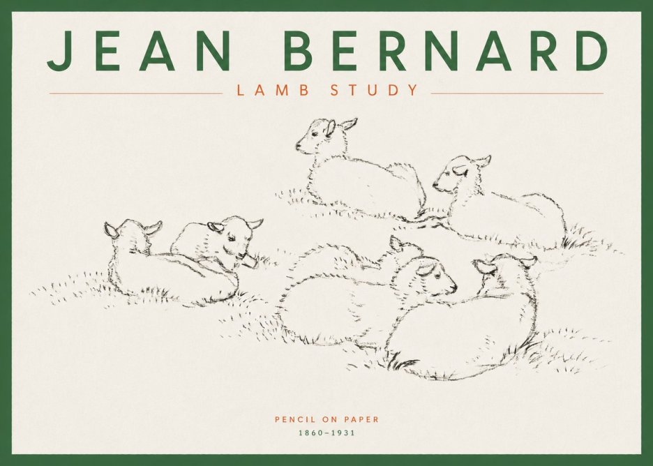 Jean Bernard Study of Lambs No5 - Plakát