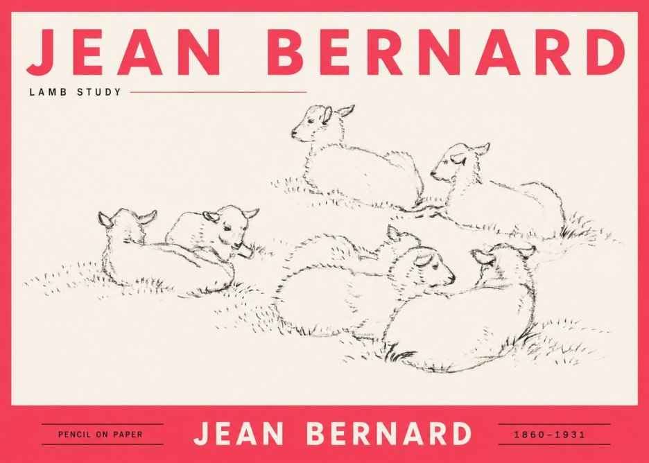 Jean Bernard Study of Lambs No6 - Plakát
