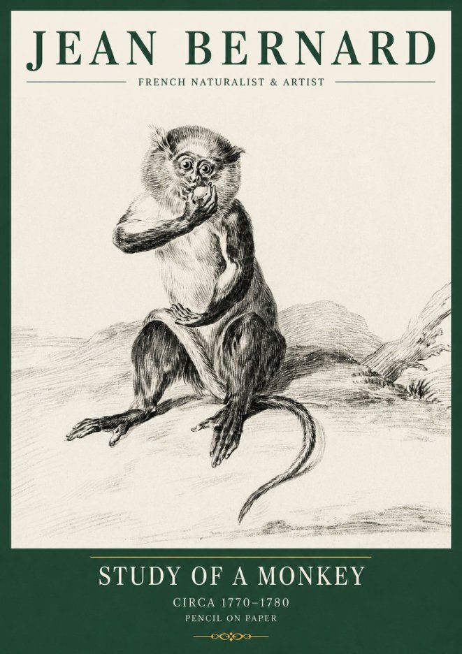 Jean Bernard Study of a Monkey No5 - Plakát