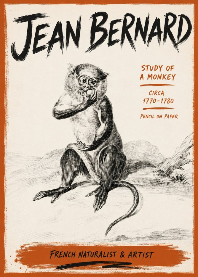 Jean Bernard Study of a Monkey No6 - Plakát