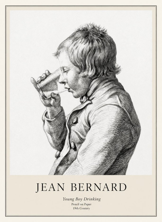 Jean Bernard Young Boy Drinking No1 - Plakát