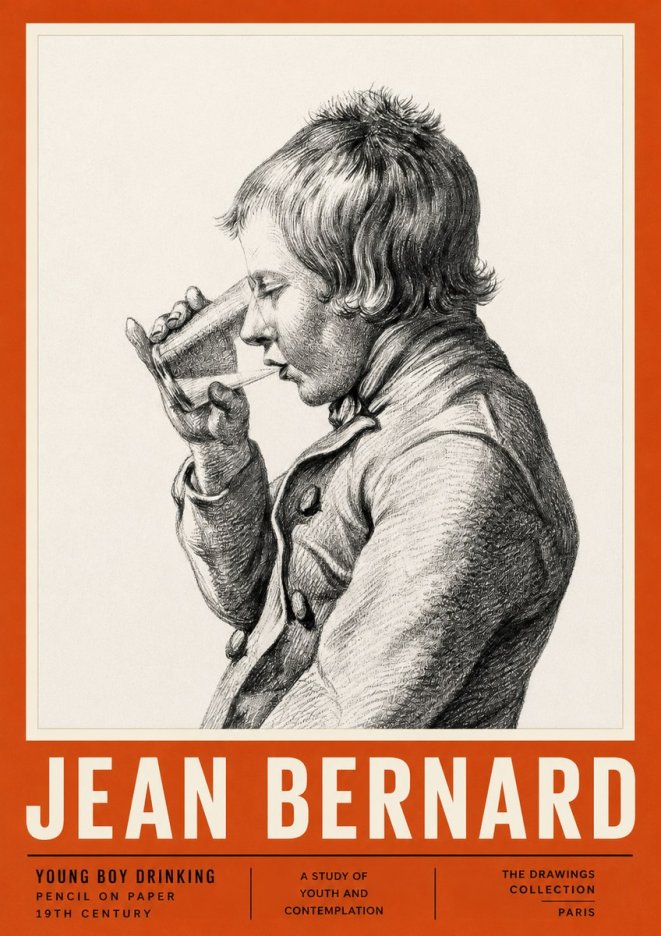 Jean Bernard Young Boy Drinking No2 - Plakát