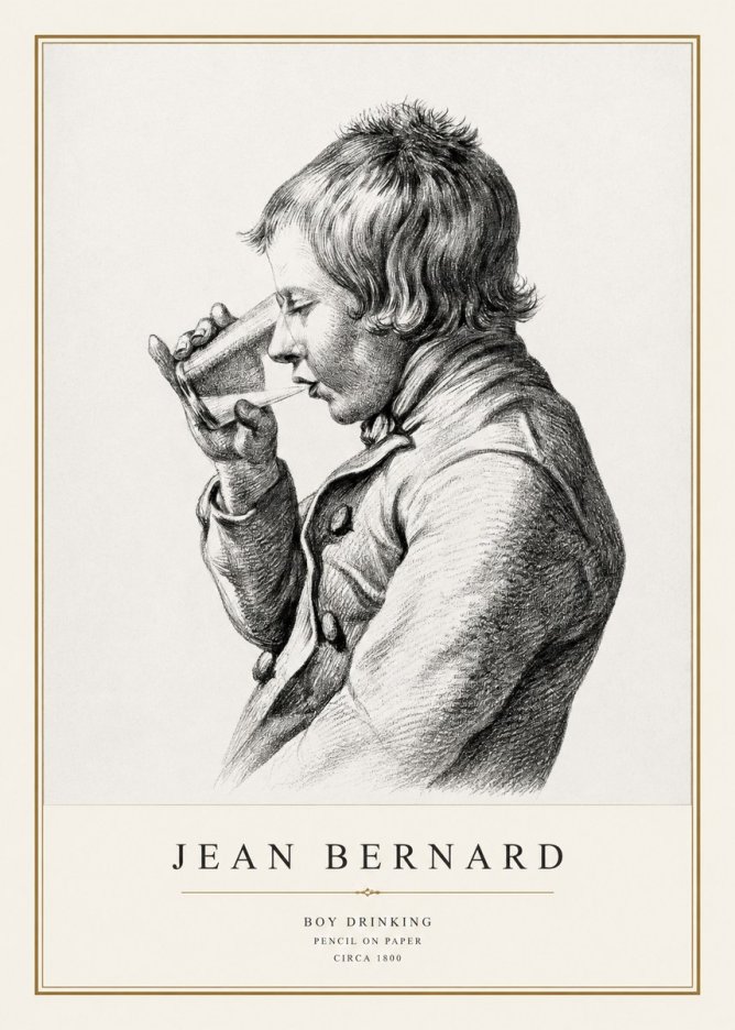 Jean Bernard Young Boy Drinking No3 - Plakát