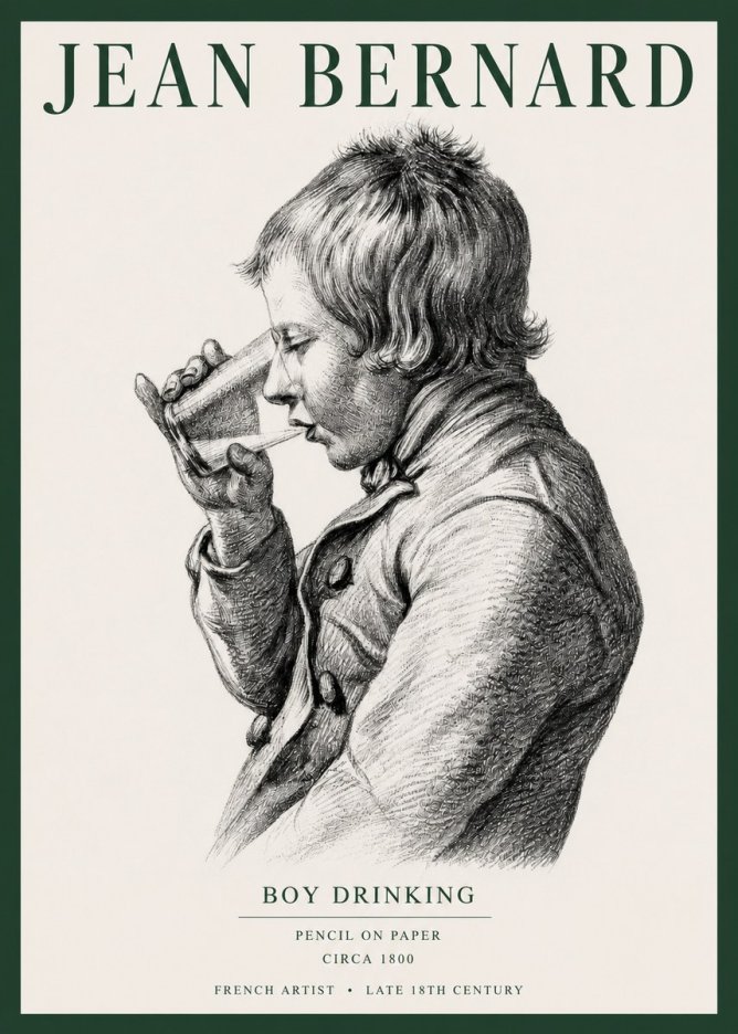 Jean Bernard Young Boy Drinking No5 - Plakát