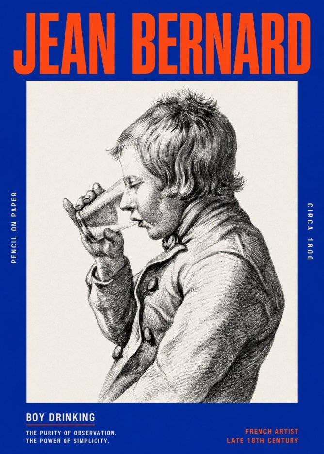 Jean Bernard Young Boy Drinking No6 - Plakát