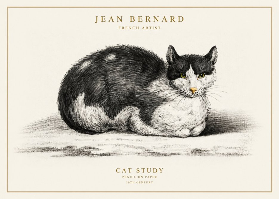 Jean Bernard Cat Study II No1 - Plakát