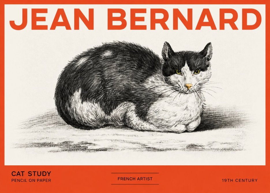 Jean Bernard Cat Study II No2 - Plakát