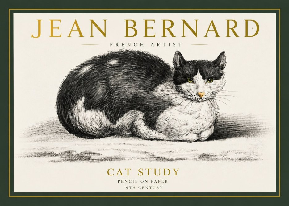 Jean Bernard Cat Study II No3 - Plakát