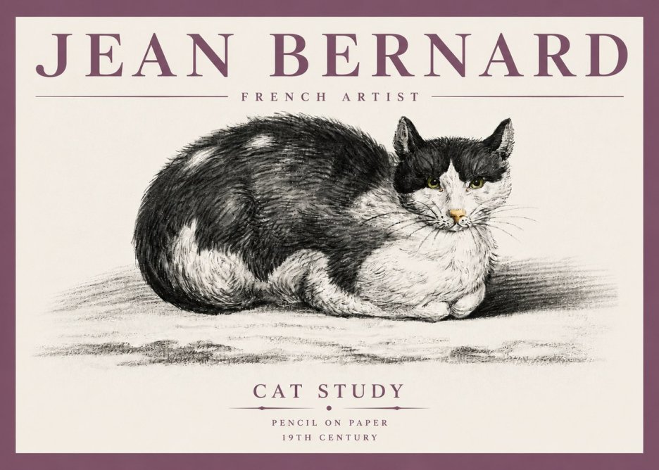 Jean Bernard Cat Study II No4 - Plakát