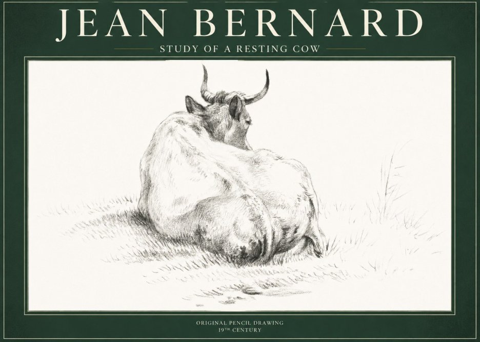 Jean Bernard Study of a Resting Cow I No1 - Plakát