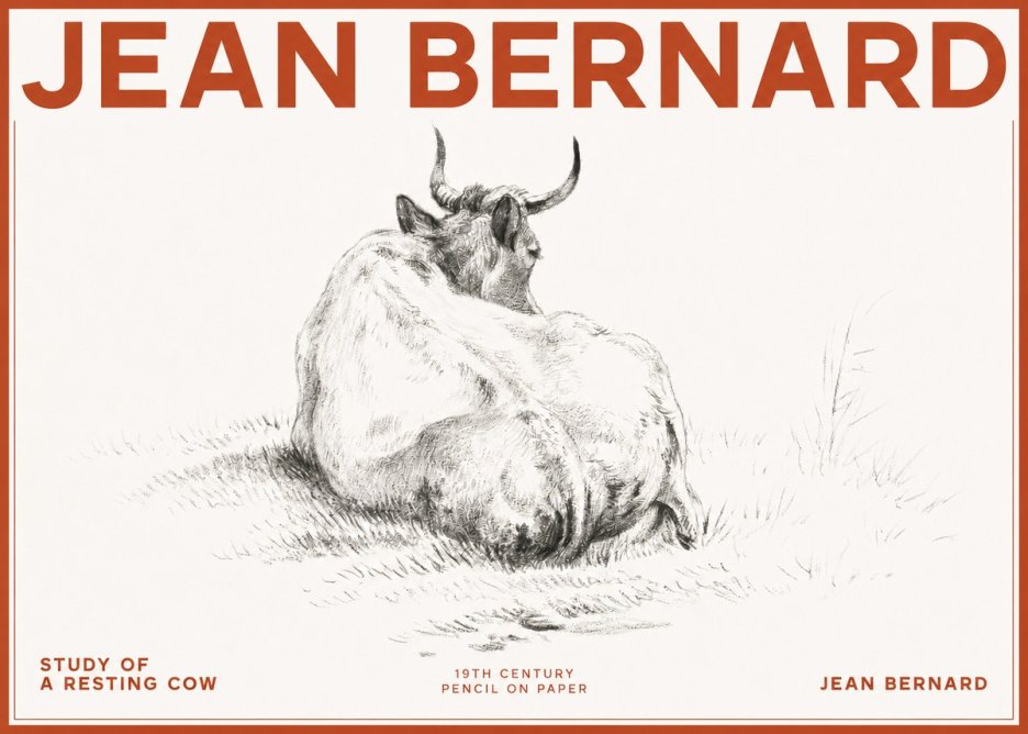 Jean Bernard Study of a Resting Cow I No2 - Plakát