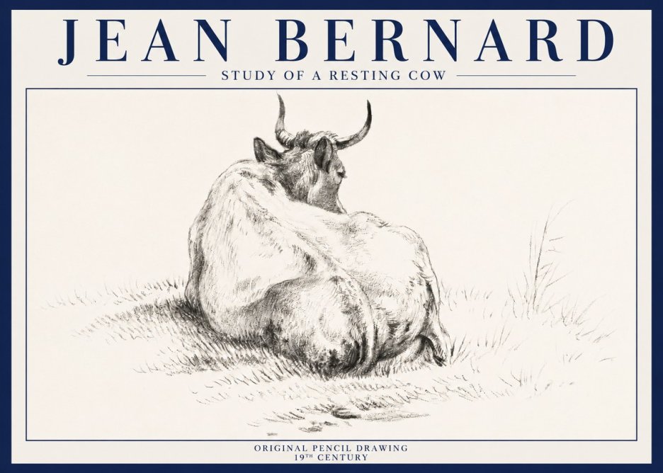 Jean Bernard Study of a Resting Cow I No3 - Plakát