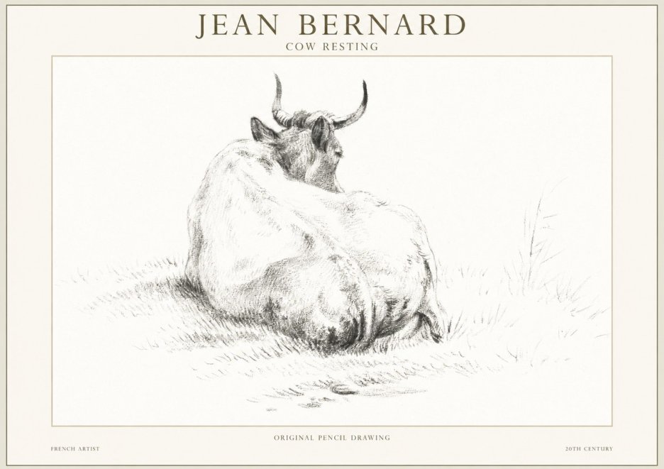 Jean Bernard Study of a Resting Cow I No5 - Plakát