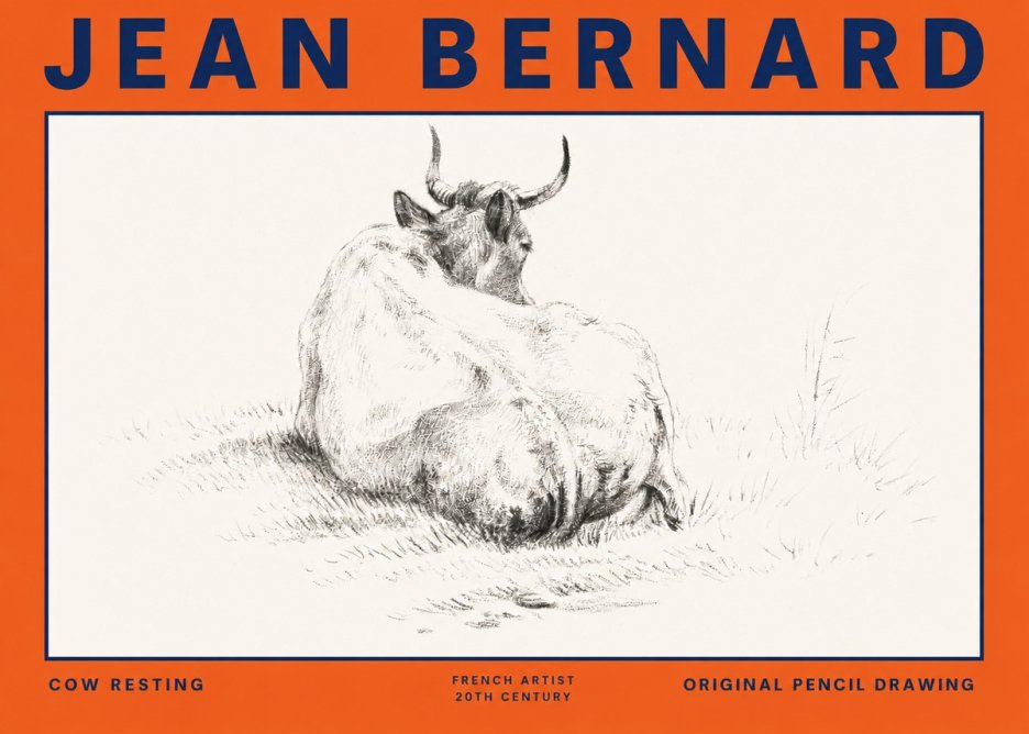 Jean Bernard Study of a Resting Cow I No6 - Plakát