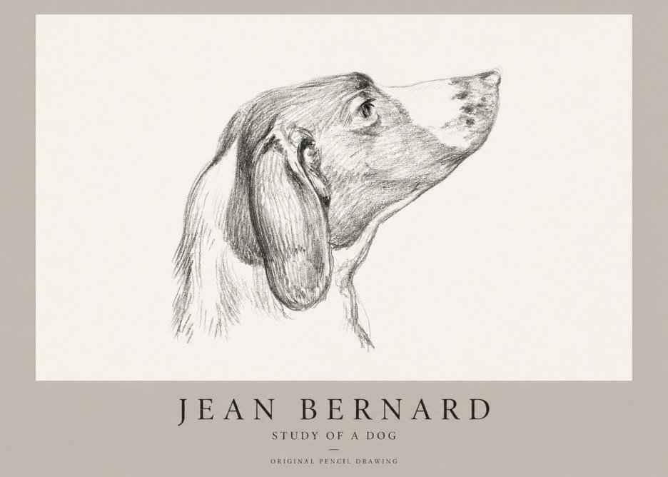 Jean Bernard Study of a Dog I No1 - Plakát