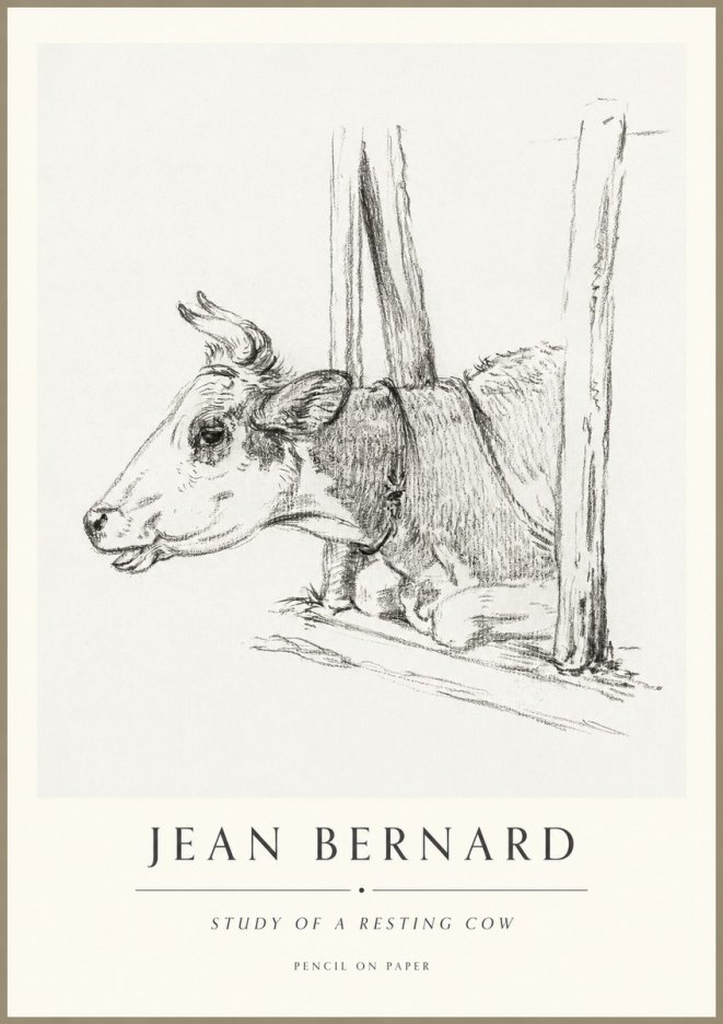 Jean Bernard Study of a Resting Cow II No1 - Plakát
