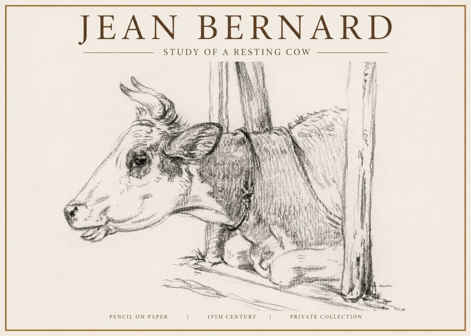 Jean Bernard Study of a Resting Cow II No4 - Plakát