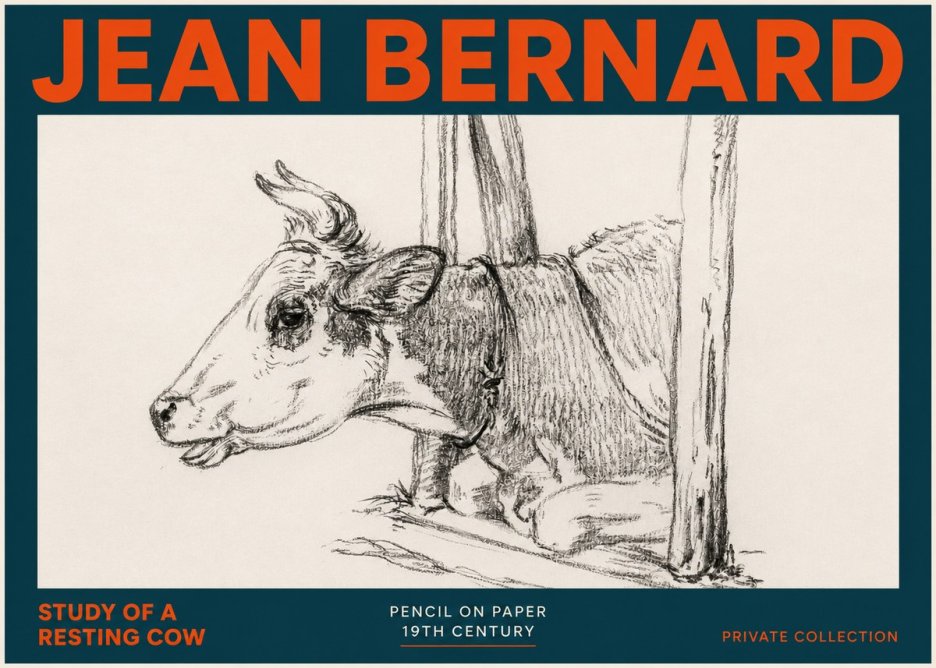 Jean Bernard Study of a Resting Cow II No5 - Plakát