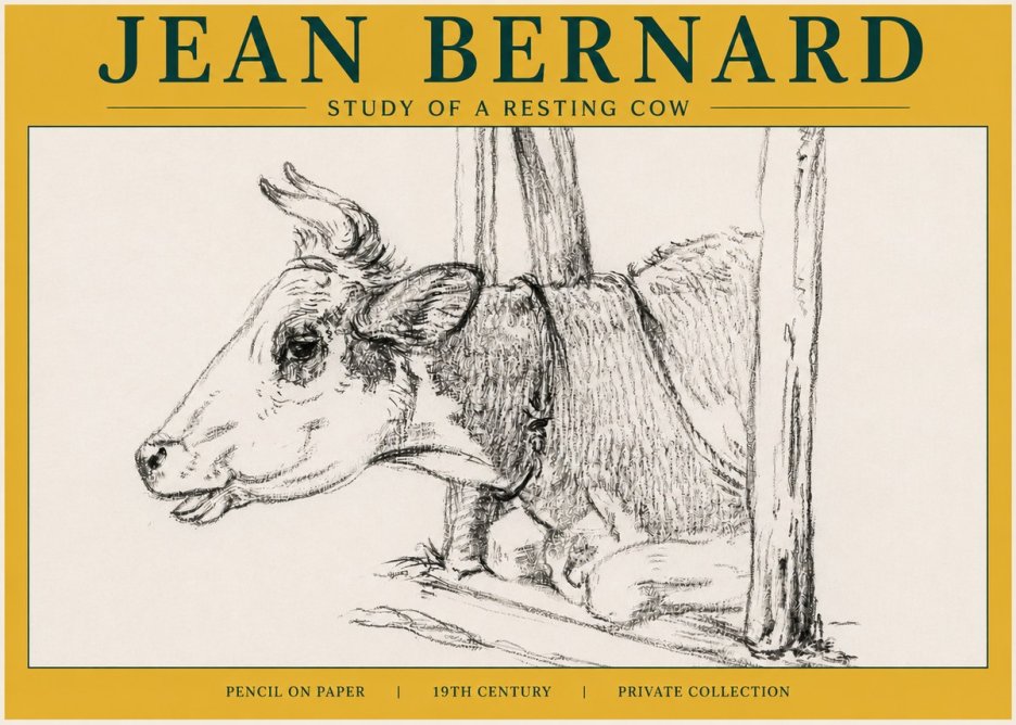Jean Bernard Study of a Resting Cow II No6 - Plakát