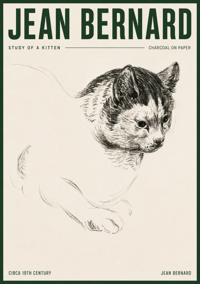 Jean Bernard Study of a Kitten I No3 - Plakát