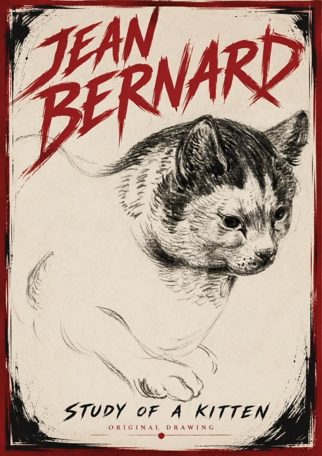 Jean Bernard Study of a Kitten I No6 - Plakát