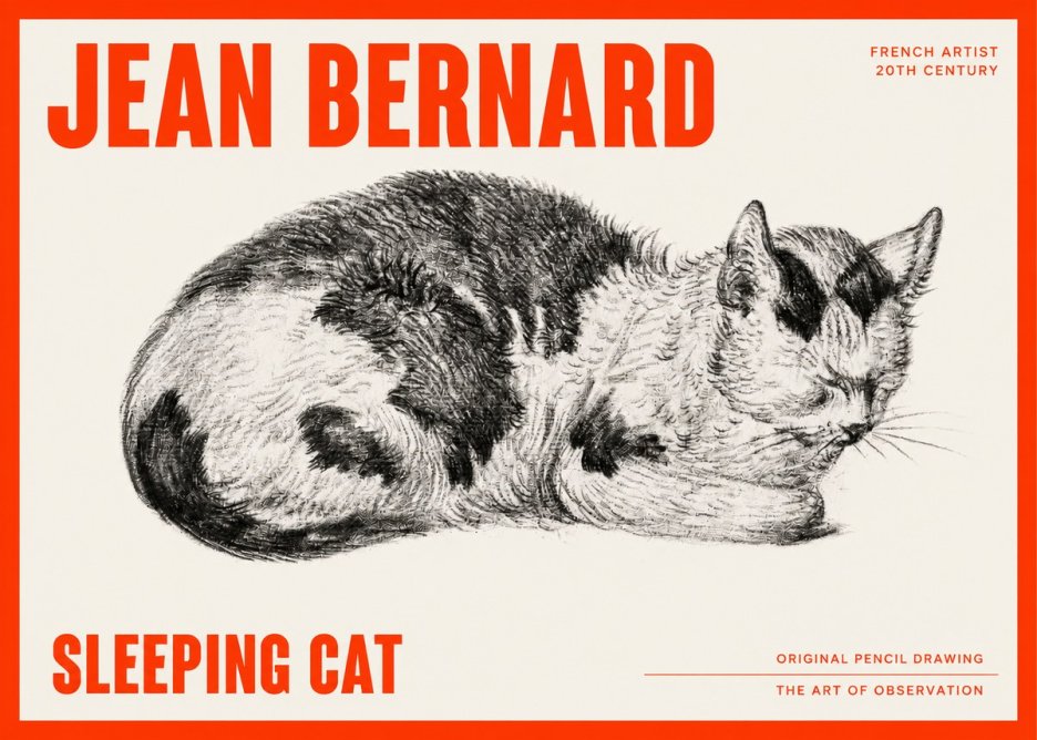 Jean Bernard Sleeping Cat I No6 - Plakát