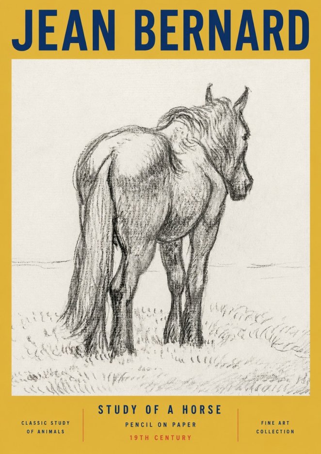 Jean Bernard Study of a Horse II No3 - Plakát