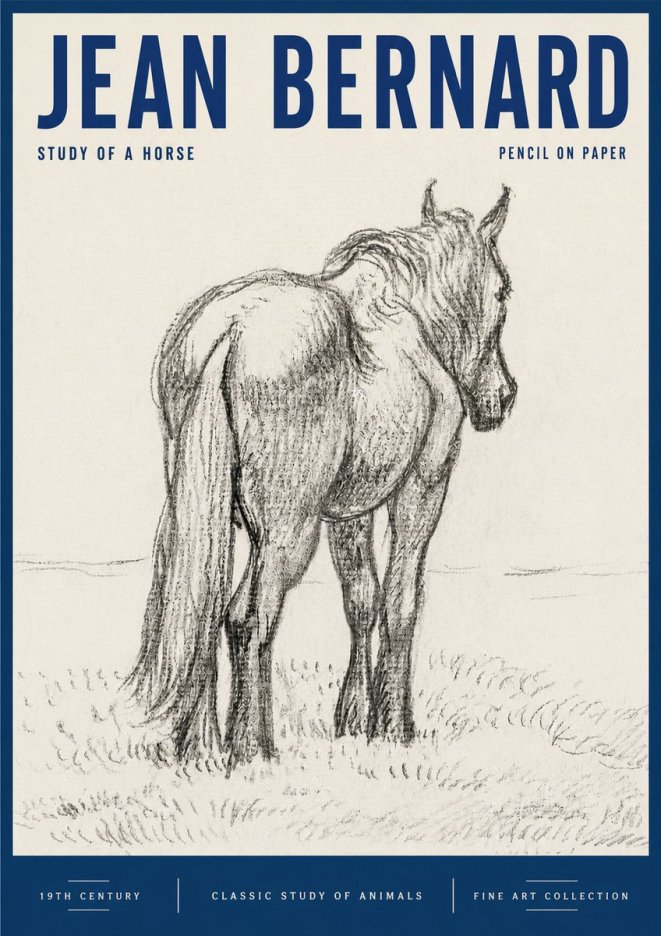 Jean Bernard Study of a Horse II No6 - Plakát