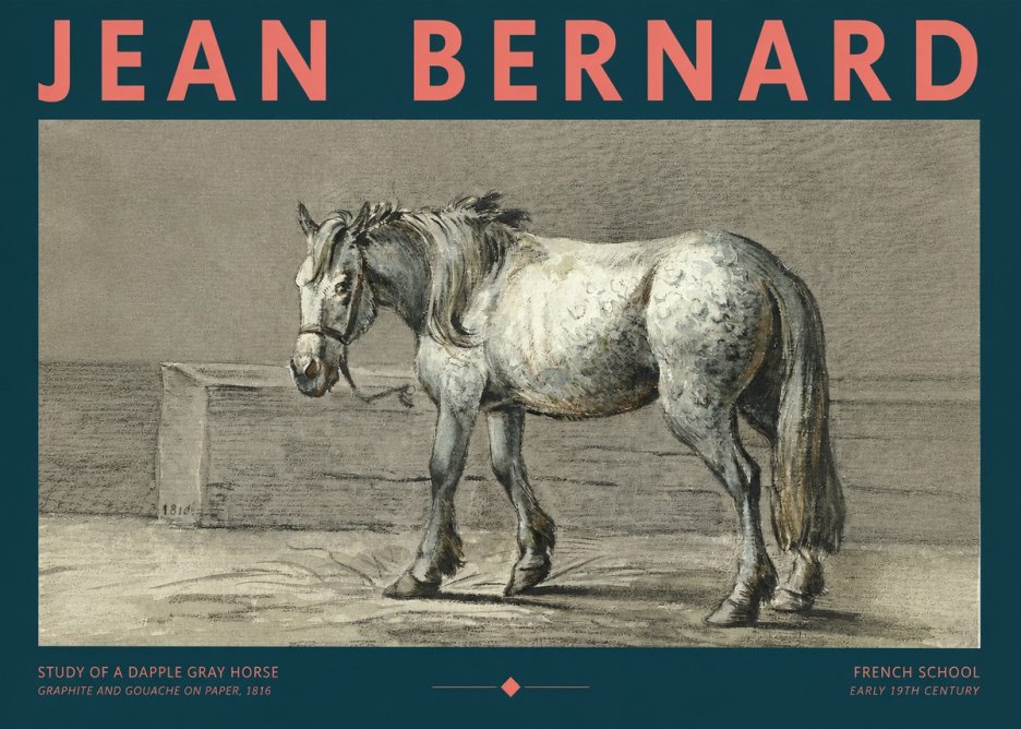 Jean Bernard Study of a Dapple Gray Horse No2 - Plakát