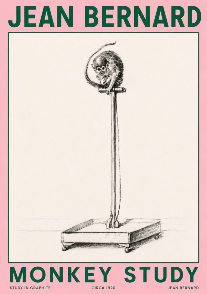 Jean Bernard Monkey Study No4 - Plakát