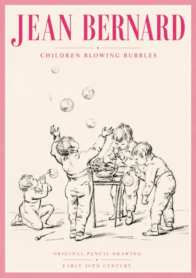 Jean Bernard Children Blowing Bubbles No5 - Plakát