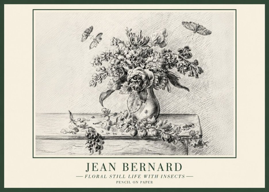 Jean Bernard Floral Still Life with Insects No1 - Plakát