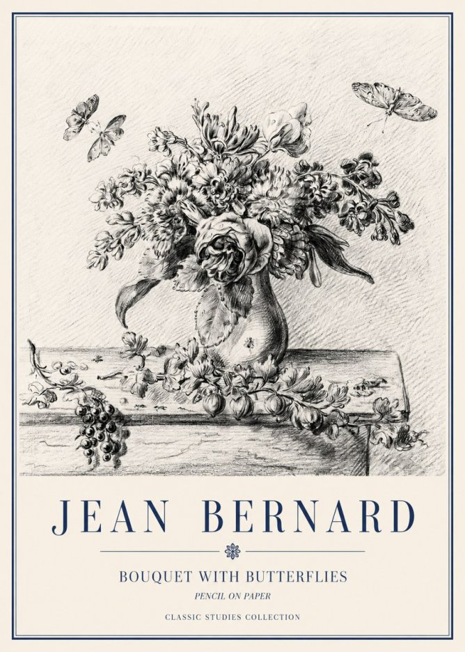 Jean Bernard Floral Still Life with Insects No5 - Plakát