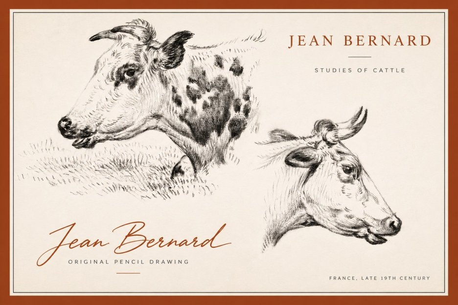 Jean Bernard Studies of Cattle I No3 - Plakát