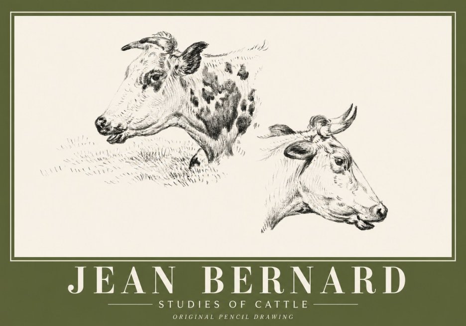 Jean Bernard Studies of Cattle I No4 - Plakát