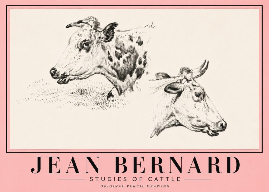 Jean Bernard Studies of Cattle I No5 - Plakát