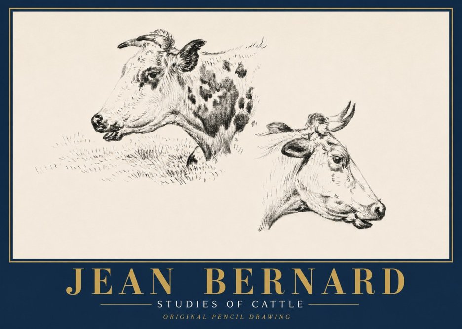 Jean Bernard Studies of Cattle I No6 - Plakát