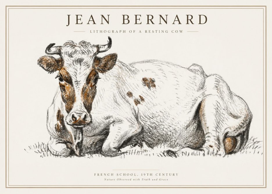 Jean Bernard Study of a Resting Cow III No2 - Plakát