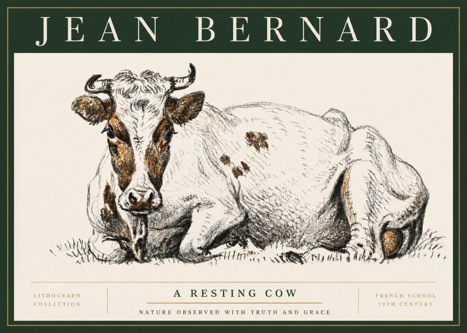 Jean Bernard Study of a Resting Cow III No4 - Plakát