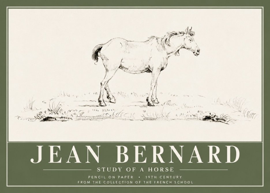 Jean Bernard Study of a Horse IV No6 - Plakát