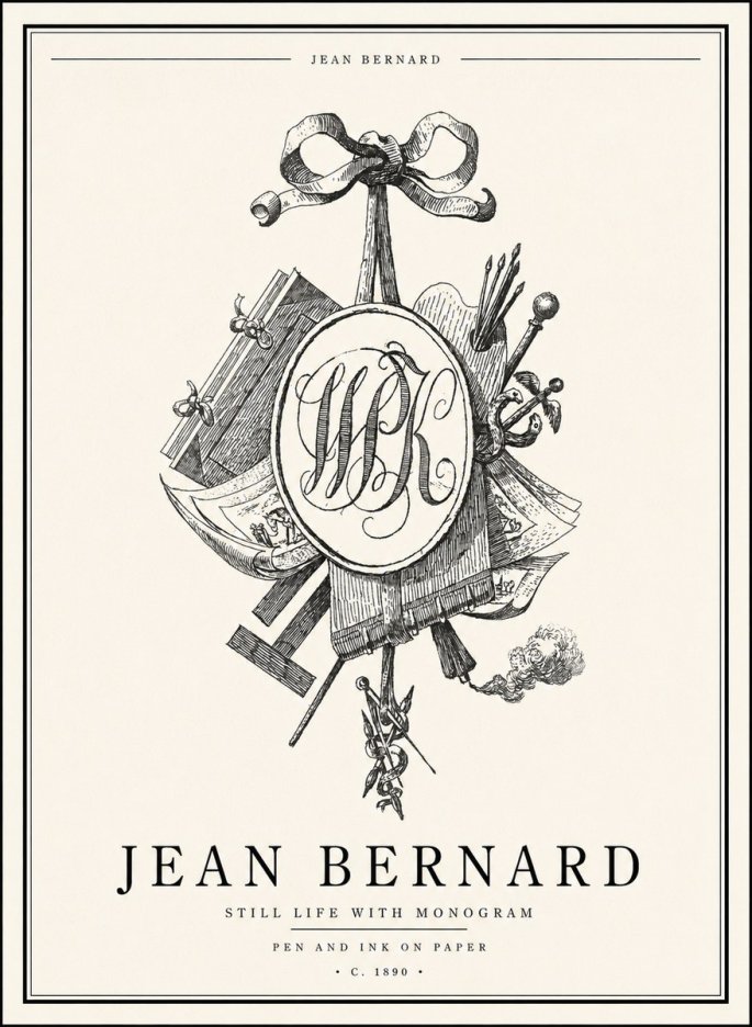 Jean Bernard Still Life with Monogram No1 - Plakát