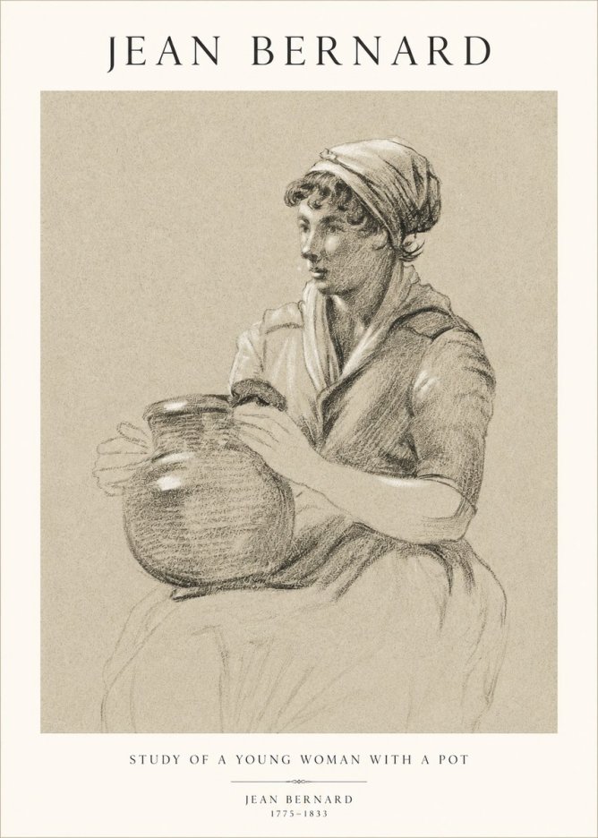 Jean Bernard Study of a Young Woman with a Pot No1 - Plakát