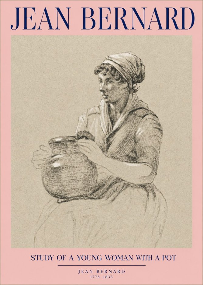 Jean Bernard Study of a Young Woman with a Pot No2 - Plakát